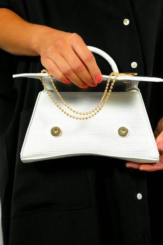 Pin Up Girl - White Croc Mini Handbag