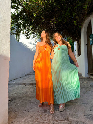 Pleat You To It - Sage Twist Front Pleated Maxi Dress