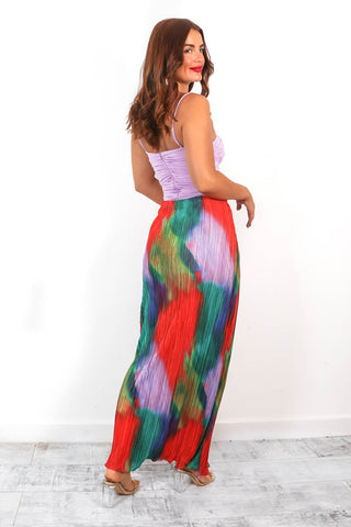 Plisse You Love Me - Multi Tie Dye Plisse Midi Skirt