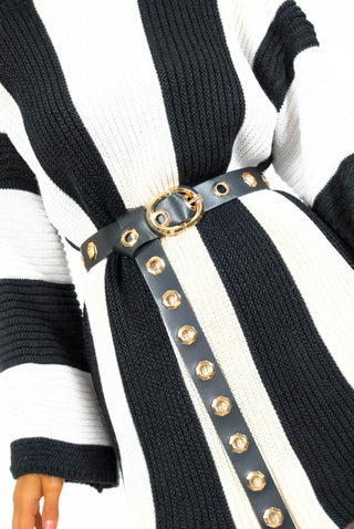 Punk Vibes - Black Gold Eyelet Belt