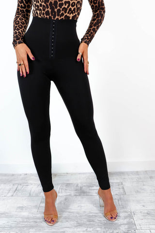Ridin' High - Black Hook and Eye Corset Leggings