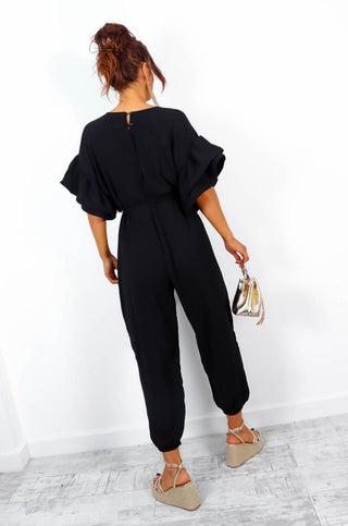 Ruffle Day - Black Ruffle Sleeve Jumpsuit