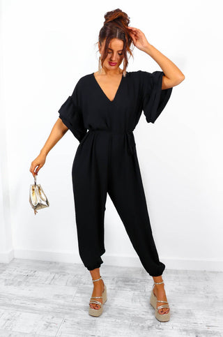 Ruffle Day - Black Ruffle Sleeve Jumpsuit