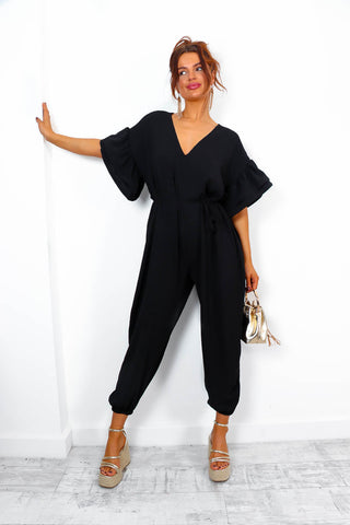 Ruffle Day - Black Ruffle Sleeve Jumpsuit
