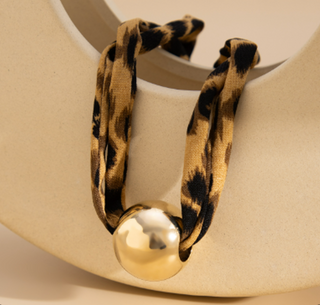 Wild Thing - Leopard Print Gold Ball Necklace