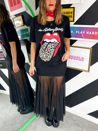Serious About Style  - Black Mesh Midi Skirt
