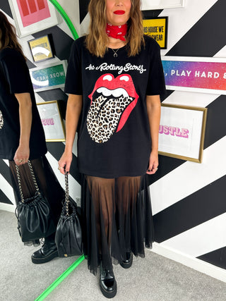 Serious About Style  - Black Mesh Midi Skirt