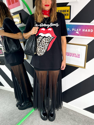Serious About Style  - Black Mesh Midi Skirt