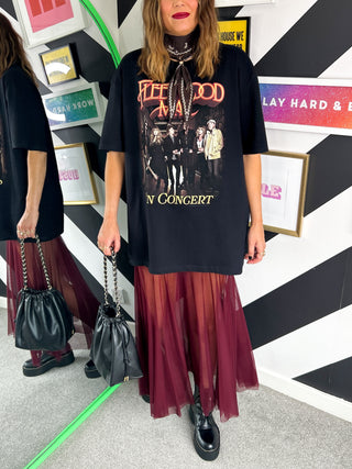 Serious About Style  - Burgundy Mesh Midi Skirt
