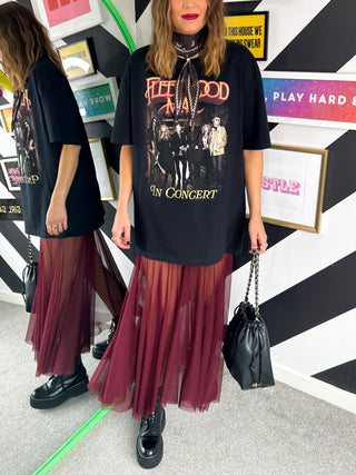 Serious About Style  - Burgundy Mesh Midi Skirt