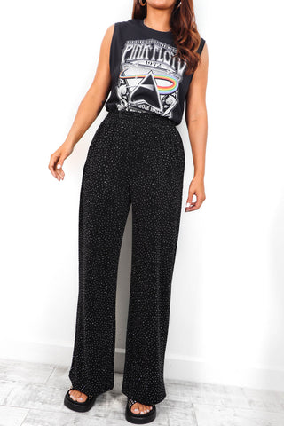 She Is Shining - Black Diamante Trousers