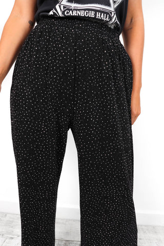 She Is Shining - Black Diamante Trousers