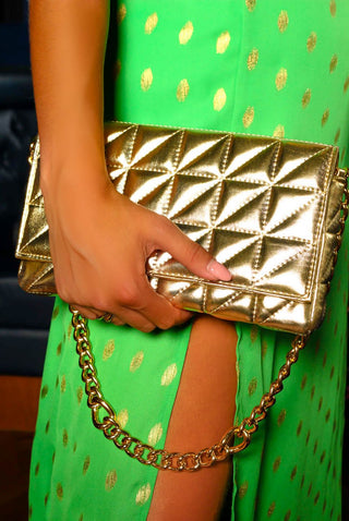 She's Got Baggage - Gold Quilted Crossbody Bag