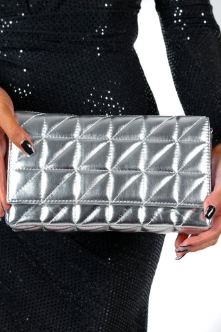 She's Got Baggage - Silver Quilted Shoulder Bag
