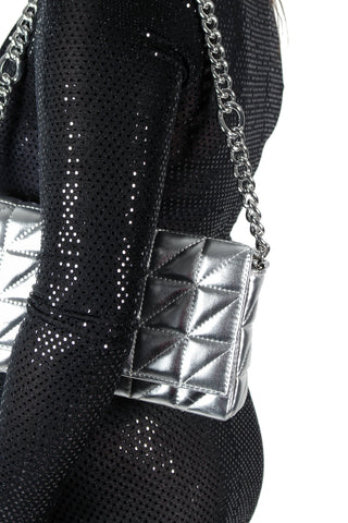 She's Got Baggage - Silver Quilted Shoulder Bag