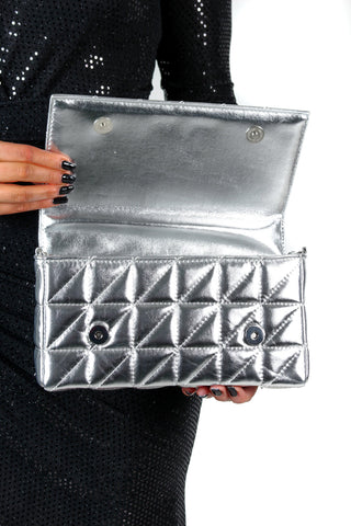 She's Got Baggage - Silver Quilted Shoulder Bag