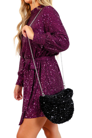 She's Got Sparkle - Black Sequin Shoulder Bag