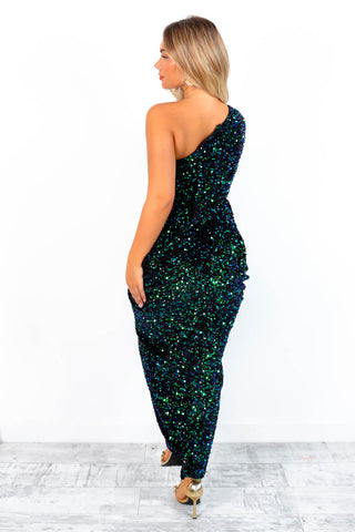 She's Irreplaceable - Green Blue Sequin Maxi Dress