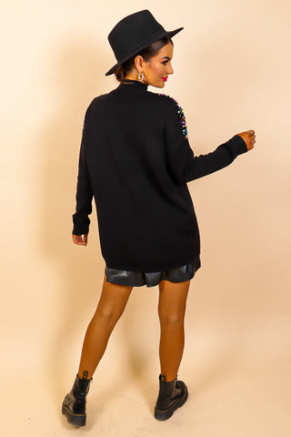 Shimmer And Shine - Black Multi Sequin Knitted Jumper