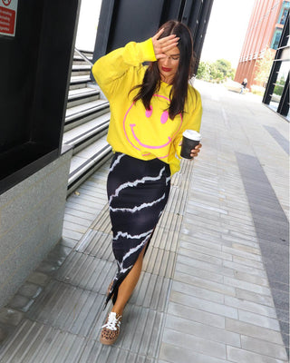 Shine Down - Yellow Neon Fuchsia 3D Smiley Sweatshirt