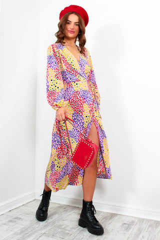 Soul Of Sunshine - Purple Multi Printed Midi Dress