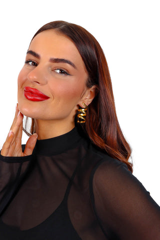 Spiral Out Of Control - Gold Drop Earrings