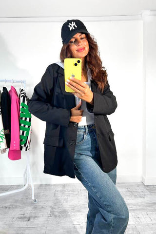 Street Smart - Black Grey Hooded Insert Blazer