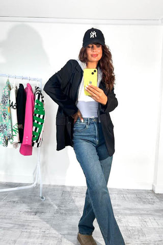 Street Smart - Black Grey Hooded Insert Blazer