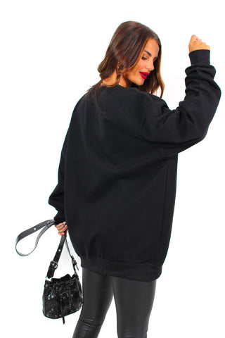 Strike A Pose - Black Leopard Neon Pink Lightning Bolt Sweatshirt