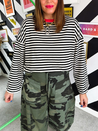 Stripe Tease - Black & White striped Long Sleeve T-Shirt