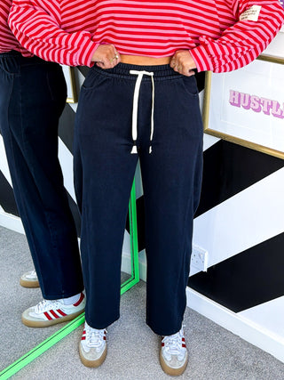 Style Staple - Indigo Denim Barrel Leg Joggers