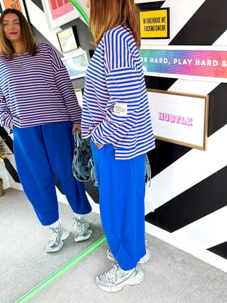 Sugar Coat It - Pink & Blue Candy Stipe Sweatshirt