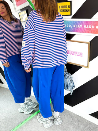 Sugar Coat It - Pink & Blue Candy Stipe Sweatshirt