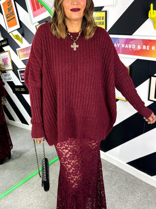 Sweater Weather  - Burgundy Knitted Jumper