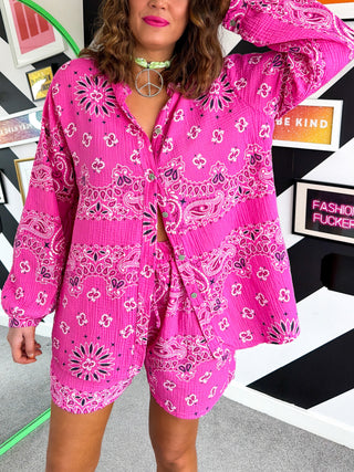 The Getaway Set -Pink Bandana Print Co-Ord