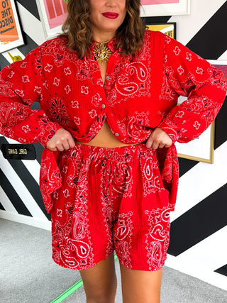 The Getaway Set -Red Bandana Print Co-Ord