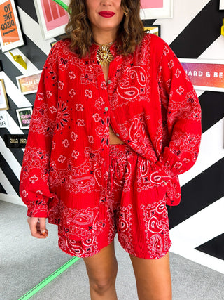 The Getaway Set -Red Bandana Print Co-Ord