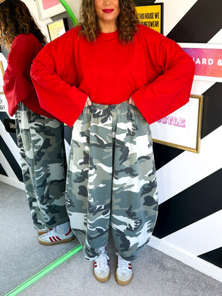 The Must Have Jogger -  Camouflage Barrel Leg Joggers