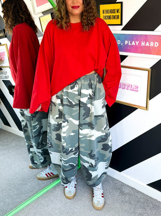 The Must Have Jogger -  Camouflage Barrel Leg Joggers