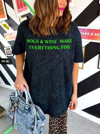 The Perfect Pair - Acid Neon Dogs & Wine T-shirt