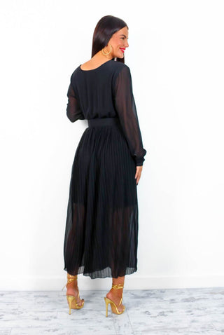 The Pleat Is On - Black Pleated Jumpsuit