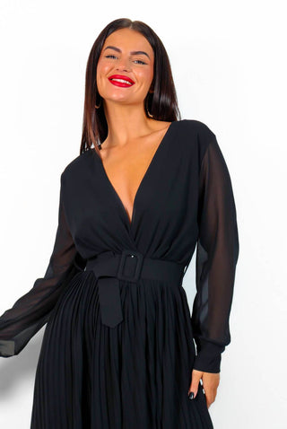 The Pleat Is On - Black Pleated Jumpsuit
