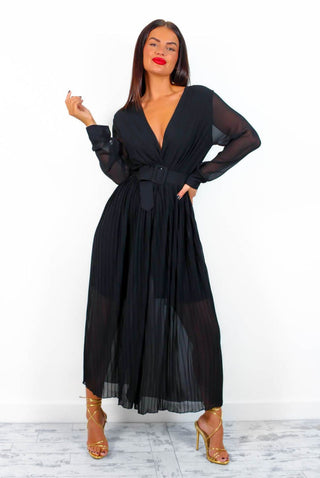 The Pleat Is On - Black Pleated Jumpsuit