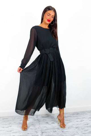 The Pleat Is On - Black Pleated Jumpsuit