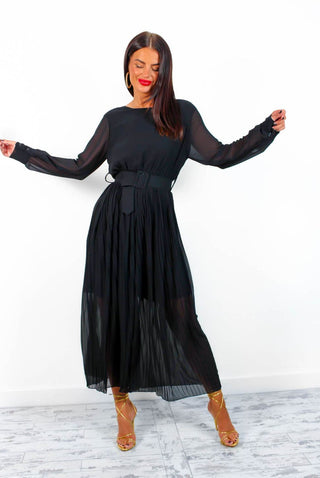 The Pleat Is On - Black Pleated Jumpsuit