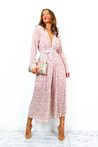 The Pleat Is On - Blush Print Jumpsuit