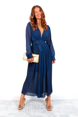 The Pleat Is On - Navy Pleated Jumpsuit