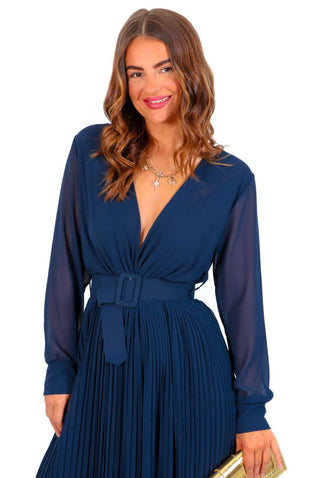 The Pleat Is On - Navy Pleated Jumpsuit