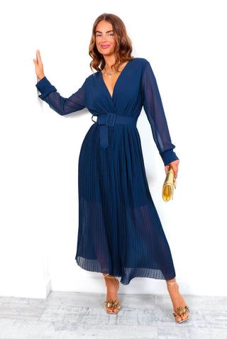 The Pleat Is On - Navy Pleated Jumpsuit