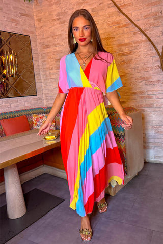 Timeless - Candy Stripe Pleated Midi Dress